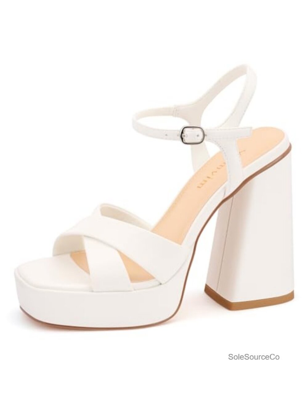 5 Inch Chunky Platform Heels Square Open Toe Ankle Strap Sandals Wedding Party